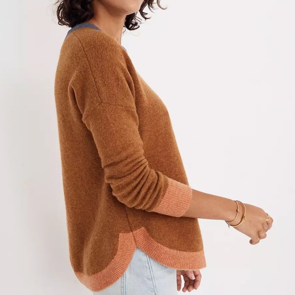 Madewell Westlake Colorblock Crewneck Pullover Coziest Yarn Sweater Size Medium - Picture 9 of 9